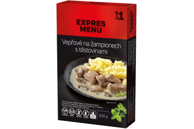 Vepřové na žampionech s těstovinami, 500g