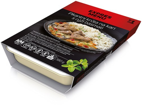 Pikantní krůta na kari, rýže basmati, 380g