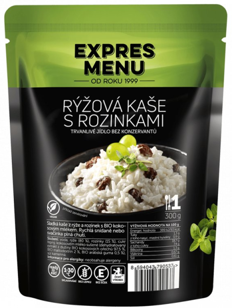 Rýžová kaše s rozinkami, 1p, 300g