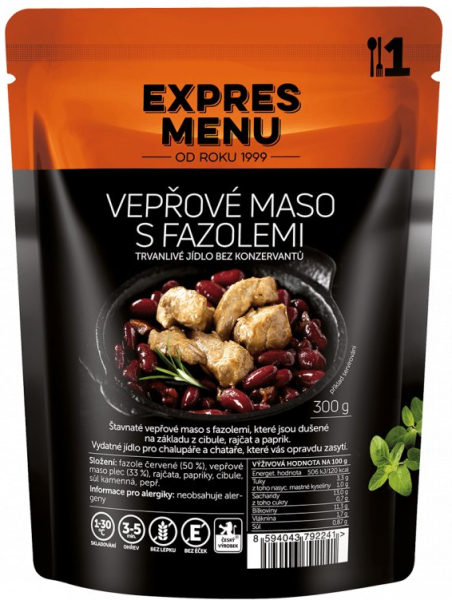 Vepřové maso s fazolemi, 1p, 300g
