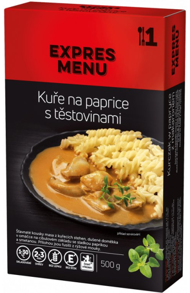 Kuře na paprice s těstovinami, 500g